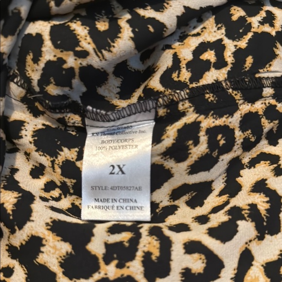 Essentials by ABS Leopard Print Top with Black Leather Trim - Picture 10 of 10